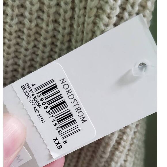 NWT! BP. by Nordstrom Sweater Sand Braided Knit V-Neck Pullover Beige XXS - Picture 8 of 10